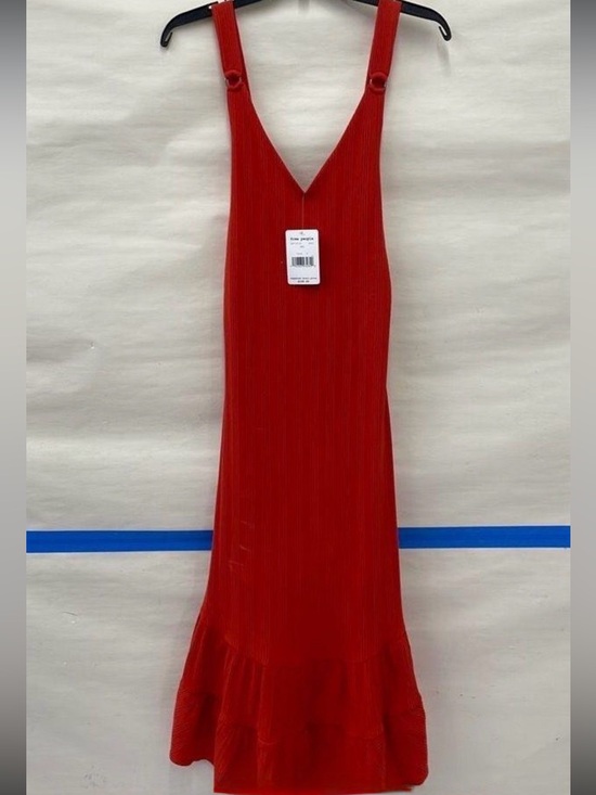 Free People Dresses & Skirts - NWT Free People V Neck Low Back Ribbed Maxi in Tomato  w/Tie    Size S